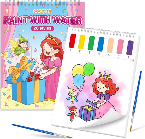 SOCOLER Paint with Water Coloring Books for Toddlers,Princess and Party Theme Mess Free