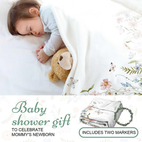Bohemian Floral Baby Growth Blanket for Boys - Monthly Milestone Photography Prop