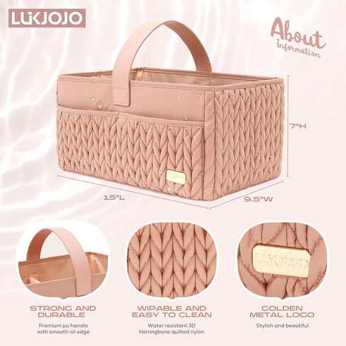 Luxurious Baby Diaper Caddy, Nursery Storage Basket for Newborn Boy and Girl, Travel Baby Basket for Diapers Baby