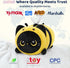 (16 Inch) Mewaii Cute Black Cat Bee Plush Pillow, Kawaii Plushies Bee Stuffed Animal Toy, Kitten Plushies with Honeybee