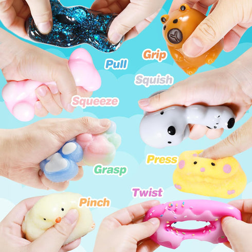 20Pack, Taba Squishy Fufu Squishy Fidget Toys Kit, Include Squishies Chick Toys, Cat Paws, Hamster, Stress Relief Toy
