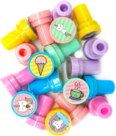 TINYMILLS 24 Pcs Unicorn Kitty Stampers - Kids Birthday Party Favors, Goody Bag Stuffers, Classroom Rewards