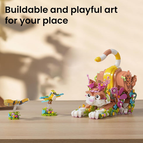 Set 8 9 10 11 12+ (1038 JOJO&Peach Cat and Flower Building Toy for Girls, Mothers Day Animals Plant Model Ideas
