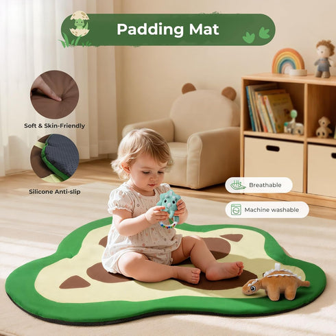 bopopo Tummy 6 Baby Gym Play Mat, Oversize Dinosaur Claws Shaped Time Mat with Detachable Baby Activity Toys, Baby Play