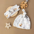 Set 47x47 inches BabyWhale Muslin Swaddle Blanket with Hat and Headband Bow, Animals Print Swaddle for Baby Boys Girls