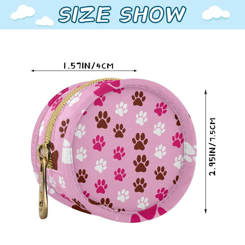 Cat Paw Prints Round Pacifier Storage Case with Zipper, Portable Pacifier Case for Travel, Diaper Bag & Purse, Pacifier