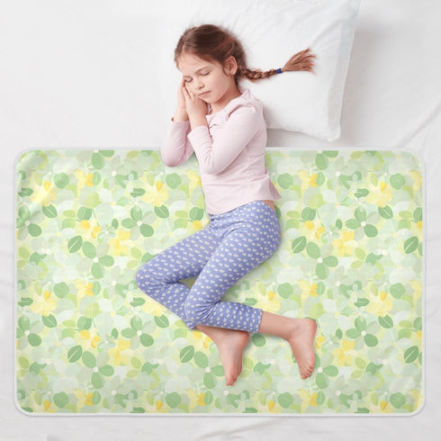 Yoogain 52" 34" Mild and Fresh Flower Lemon Yellow Light Green Changing Pad Covers Soft Absorbent Toddler Bed Pee Pads