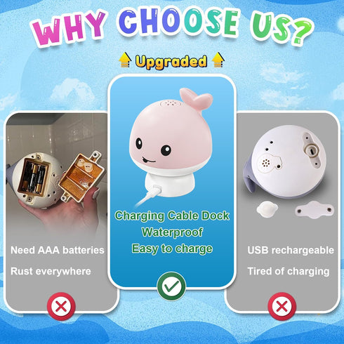 1-3, 6-12 1 Gigilli Baby Girl Bath Toys, Light Up Whale Sprinkler Bath Toys for Kids Ages Pool Water Table Bathtub
