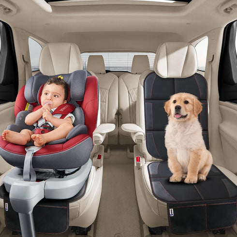 Gowhalle (Red-2pcs) Car Seat Protector, Non-Slip Rubber Padded Backing Seat Protector for Child Seats, Waterproof