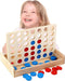 4 in a Row Wooden Board Game - Foldable Line Up 4 Classic Family Toy for Kids and Family