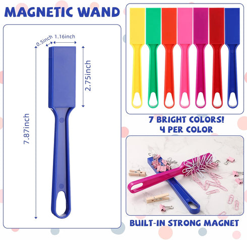 28 Pcs Magnetic Bingo Wand for Kids - Educational Learning 8 Inch Rainbow Magnet Wand with Magnet Bar for Preschool