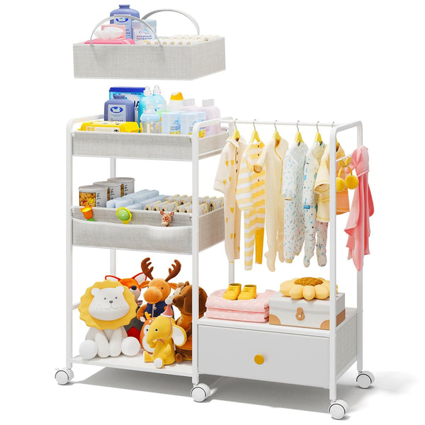 BBLIKE 3in1 Diaper Caddy Organizer - Diaper Caddy & Rolling Diaper Cart