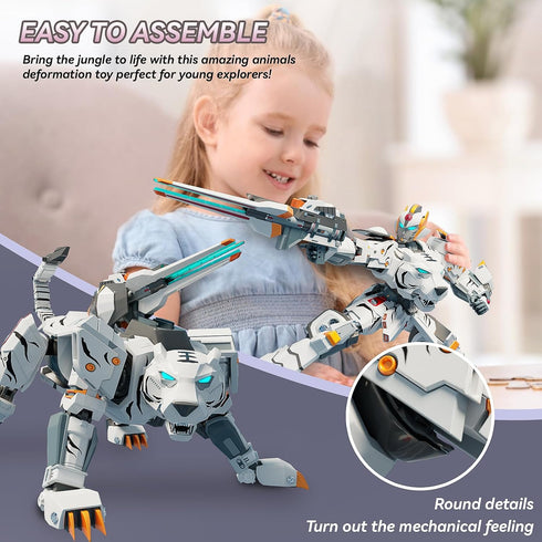 CSDCSD 6-12 Animals Transforming Robots Toy for Kids Deformation Tiger Action Figure Deformation Tiger Model, Portable