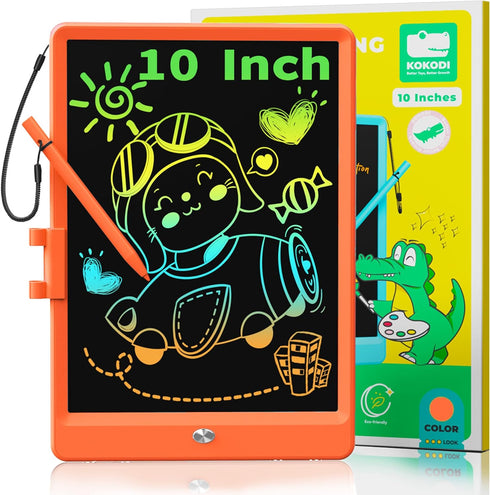 KOKODI LCD Writing Tablet - 10 Inch Colorful Toddler Doodle Board, Erasable Reusable Electronic Drawing Pads for Ages