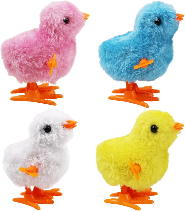 4PCS Chick Plush Wind Up Toys - Novelty Baby Chick Toys for Kids & Toddlers, Wind Up Easter Toys for Party Favors