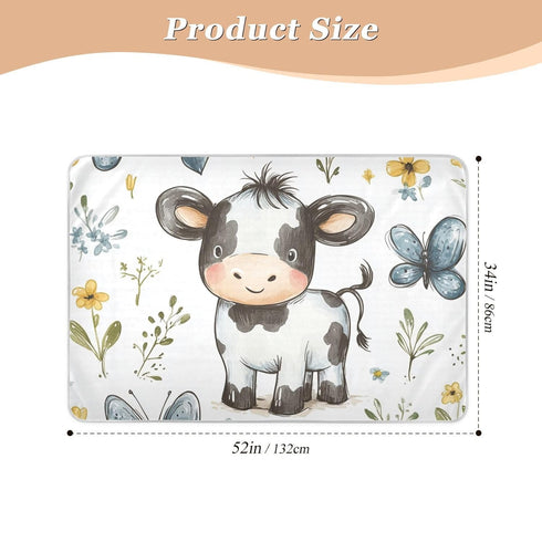 siphylline 52" 34" Cartoon Cute Cow White Extra Large Resuable Toddler Mattress Pads Water Resistant Baby Diaper