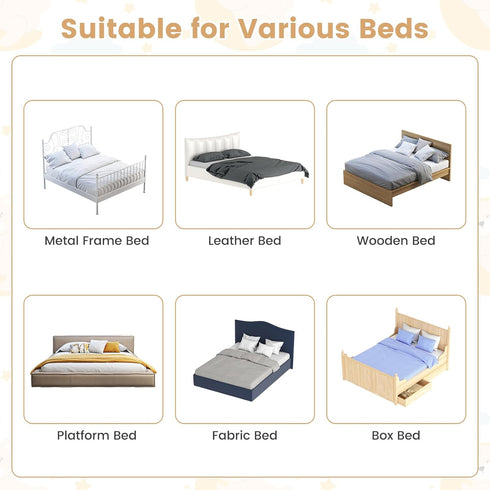 60-Inch HONEY JOY Bed Rail for Toddlers, Extra Long, Foldable Portable Swing Down Safety Bed Guard Rail, Toddler Bed