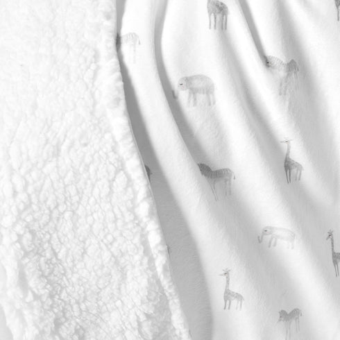 Lush Decor Baby Jungle Adventure Sherpa Blanket, Gray 30" x 40" for Infants and Toddlers