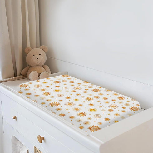 ZoUbqchY Summer 32''16'' Watercolor Boho Suns Changing Pad Covers for Baby Girls Boys Tribal Sun Totem Fitted Changing