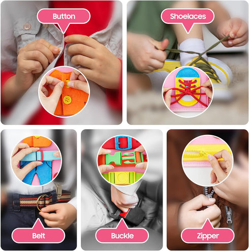 1,2,3 1-3 1-2 HumorPlay Busy Board Montessori Toys for Year Old Girl Gifts, Sensory Educational Busy Book for Toddlers