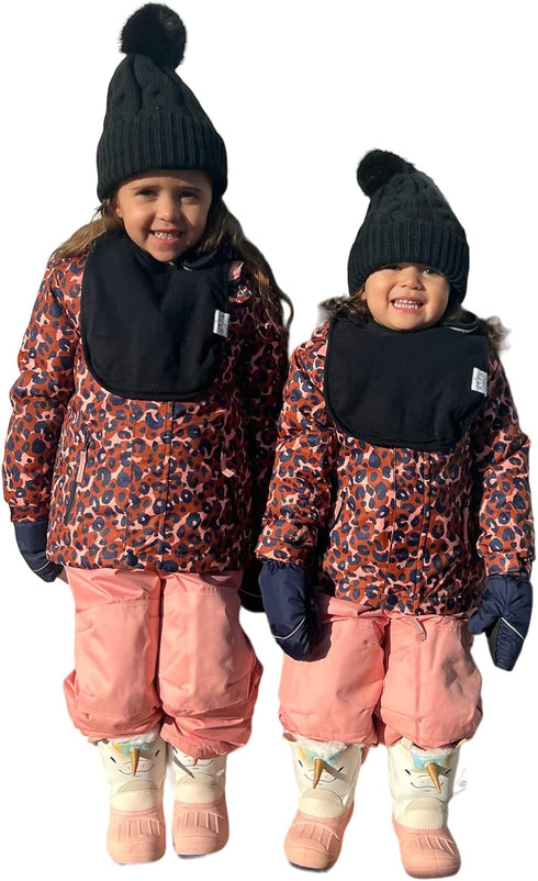 Isabeli Toddler Organic Cotton Bibs - Unisex 4-Pack Large for Feeding and Drooling, Adjustable (Black)