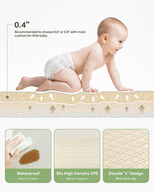 Outdoor(50"*78"*0.4") BG-BABYGO Baby Play Mat Foldable Baby Floor Play Mat Large Soft Foam Playmat for Babies