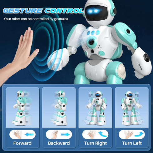 Programmable SIMREX Kids Robot Toys, Remote Control Robot, Robot with Recorded Voice Music Dance Gesture Control, Gift
