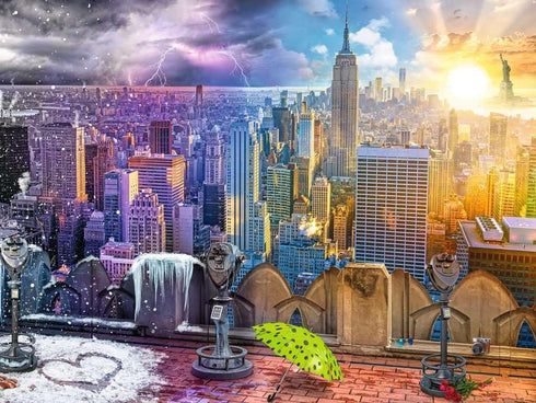 1500 Ravensburger Day and Night New York Skyline Piece Puzzle for Adults - Every Piece is Unique, Softclick Technology