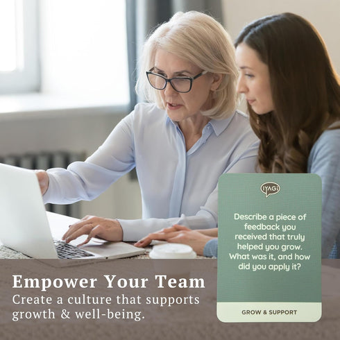 Iyagi 150 1:1 Conversation Cards for Coworkers & Team Managers - Thought-Provoking Questions for Meetings, Team