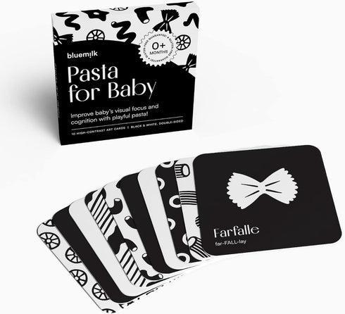 Tummy 0+ Set Pasta for Baby High Contrast Cards Sensory Toy Learning Activity Large Black and White Flash Cards Newborn