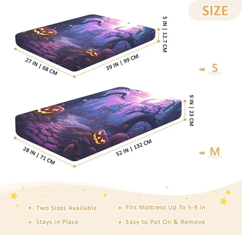 Bseiialft 52 28 Halloween Pumpkins Moon Crib Sheets for Boys Girls Soft and Breathable Cotton Baby Sheets for Standard