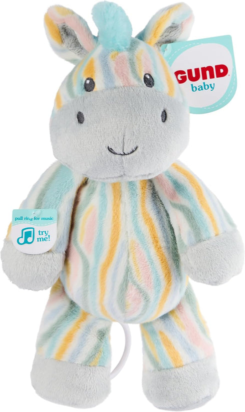 0 12 GUND Baby Safari Friends Zebra Pull-Down Musical Plush, Travel Friendly Sensory Toy with Stroller Loop for Ages