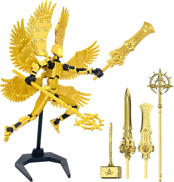 3D Printed Figure 5.54-inch Titan 13 Action Figure with 9 Weapons, 5 Hands, Dummy 13, Lucky 13 (White)