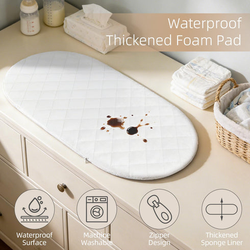 Baby Changing Basket with Diaper Changing Pad, Breathable & Waterproof Dual-Cover Foldable Portable Travel Cotton Rope