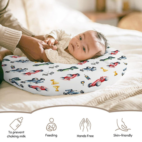 Wicbfdfv Cute Race Trophy Flag Traffic Light Nursing Pillow Cover Stretchy and Soft for Baby Girls Boys Transportation