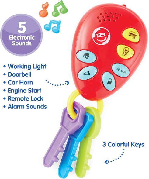 Kidoozie Phone & Keys Combo Set - Interactive Toy Bundle for Ages 12 Months+ - Key Ring & Cell Phone with Music, Animal Sounds, & More!