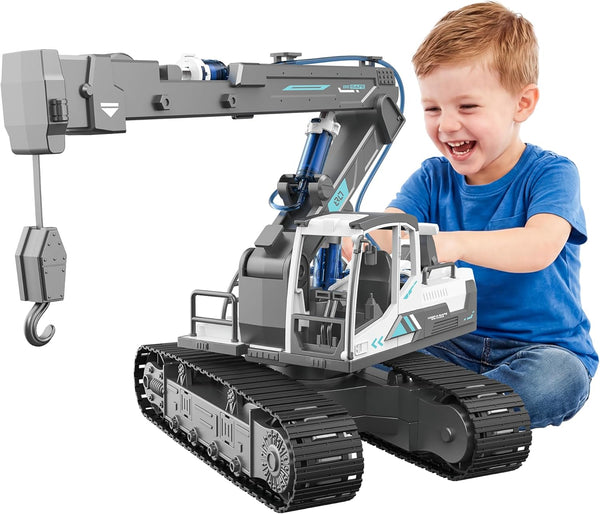 SMILESSKIDDO Crane Truck Toy - 134 PCS Hydraulic Science Kits for Kids