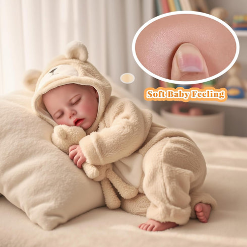 17 Inch 3+ BABESIDE Drink and Wet Reborn Baby Doll Realistic Sleeping Newborn, Can Drink Water & Pee, Full Body Soft