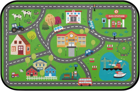 HUXINO Kids Play Mat Rug, 36"x24" Low Pile City Road Traffic Carpet, Educational