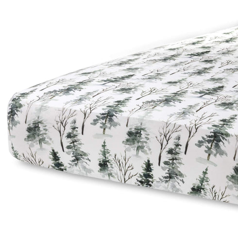Pobi Baby Premium Fitted Crib Sheets, Stylish Woodland Pattern, Ultra-Soft Cotton Blend, Safe for Standard Crib