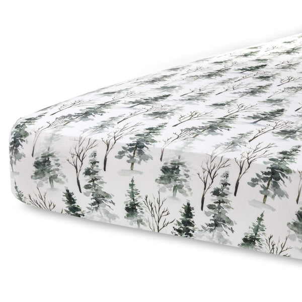 Pobi Baby Premium Fitted Crib Sheets, Stylish Woodland Pattern, Ultra-Soft Cotton Blend, Safe for Standard Crib