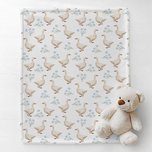 Cstdyfrv 60x80in Vintage Geese Boho Floral Baby Blankets for Boys Girls Cute Duck Wildflowers Infant Toddler Blankets