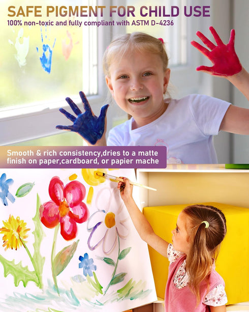 Nicpro 14 Colors Large Washable Paint Set for Kids, 500 ml, Non-Toxic Acrylic Bulk Paint Supplies for Art & Craft
