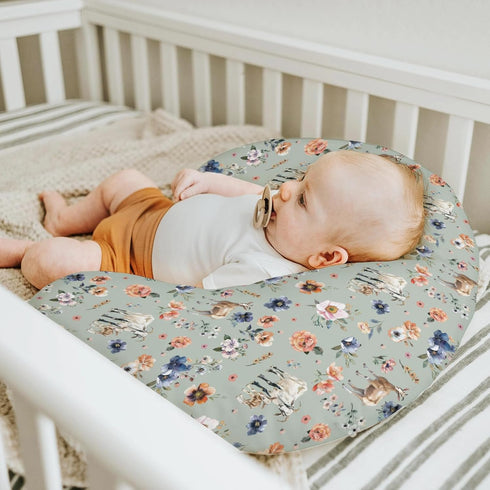 Goat Boho Floral Baby Nursing Pillow Covers for Boy Girl Farmyard Goats Retro Flowers Nursery Slipcovers