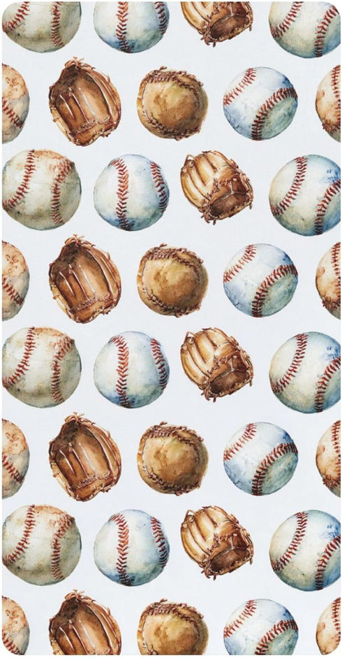 Mazeann Vintage Baseball Ball Crib Sheets Soft Breathable Fitted Cotton Baby Crib Sheets