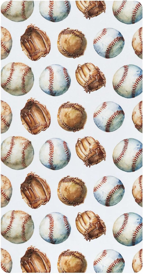 Mazeann Vintage Baseball Ball Crib Sheets Soft Breathable Fitted Cotton Baby Crib Sheets