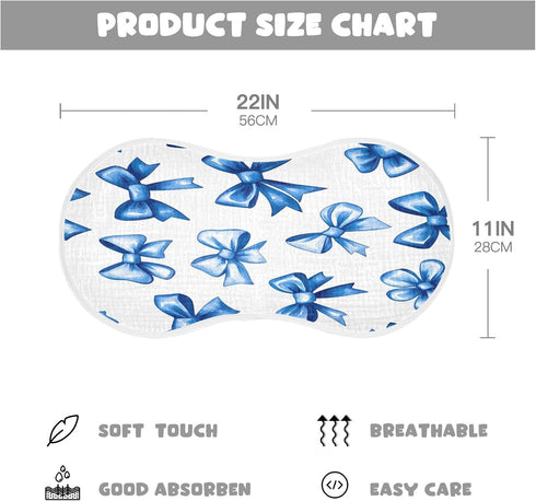 YETTASBIN Blue Bow Muslin Baby Burp Cloth, Super Soft Absorbent Cotton Burp Rag Baby Bibs Feeding Cloth for Newborn