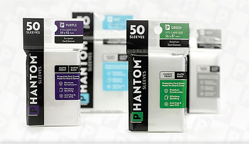 Phantom Sleeves: Purple Size 59 x 92mm, Glossy Front/Back - 50 Pack Transparent Protective Card Sleeves