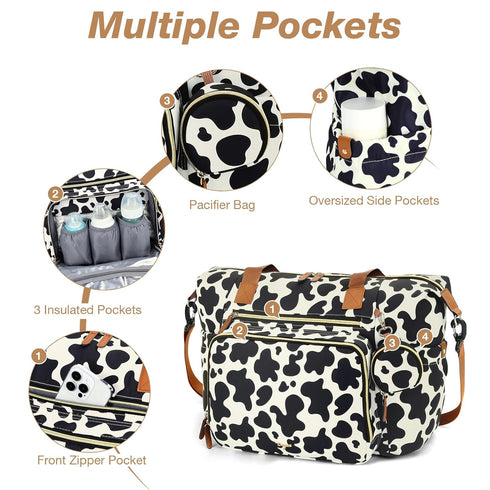 Diaper Bag Tote, Large Baby Diaper Bags for Travel, Hospital Bag for Labor Delivery with Pacifier Case, Changing Pad