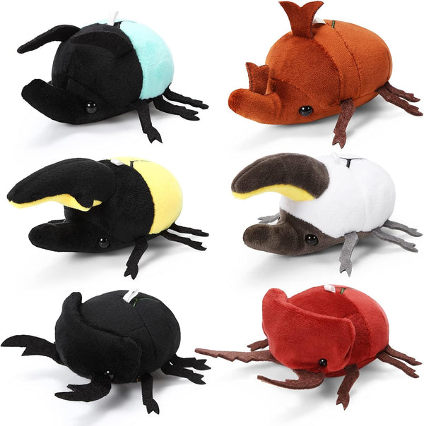 6 Pieces Simulation Beetle Plush Toy, 4 Inch Small Stuffed Animal, Hanging Insect Plush for Birthday Party